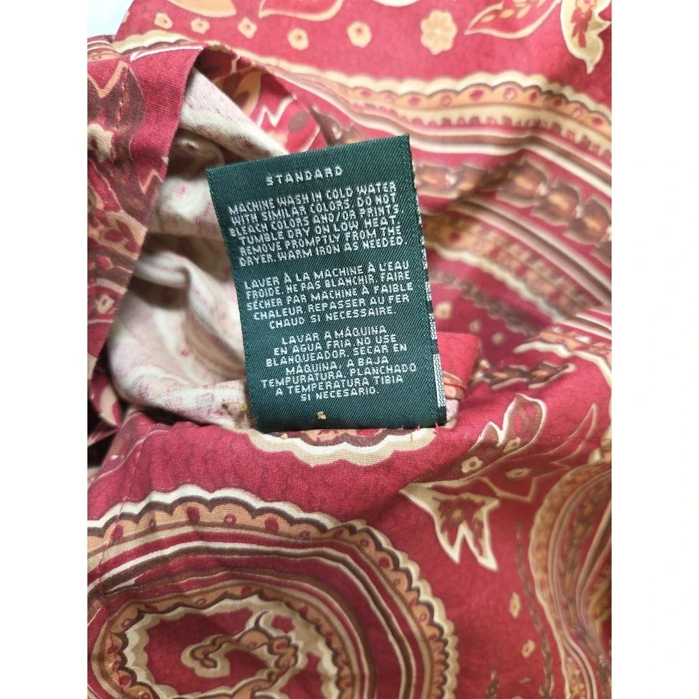 Ralph Lauren REMINGTON Red Paisley Standard Pillow Sham‎ Brown LRL